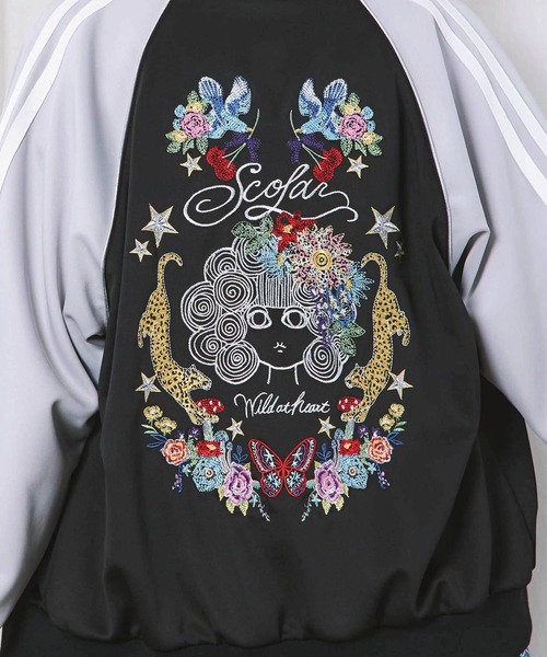ScoLar（スカラー）の「ScoLar(スカラー) スカラー×ヒョウ柄 刺繍ジャケット（ブルゾン・レディース・ブラック/ボルドー/カーキ/グリーン・MEDIUM）」の17枚目の写真