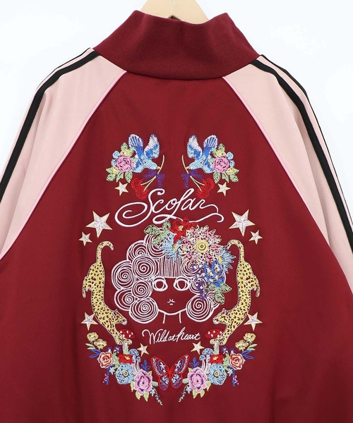 ScoLar（スカラー）の「ScoLar(スカラー) スカラー×ヒョウ柄 刺繍ジャケット（ブルゾン・レディース・ブラック/ボルドー/カーキ/グリーン・MEDIUM）」の11枚目の写真