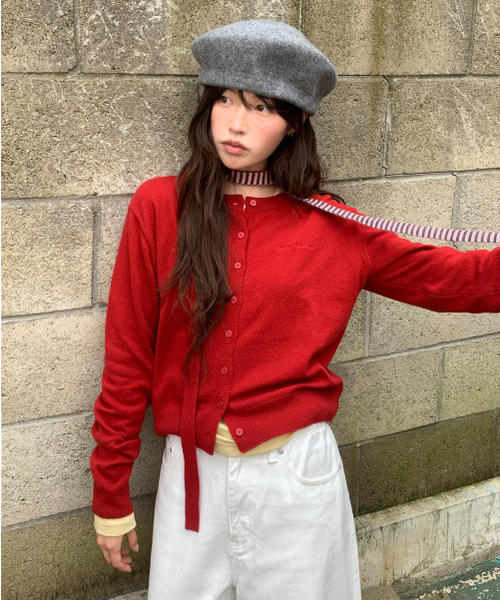 RONRON(ロンロン)の「BASIC WOOL ARCHIVE CARDIGAN RED(カーディガン/ボレロ・レディース・その他・FREE)」の1枚目の写真