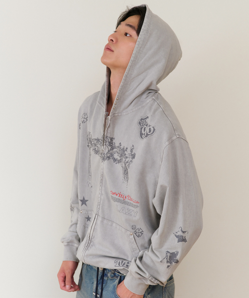 THEVINYLHOUSE（ザバイニルハウス）の「RODEO WASHED HOODIE ZIP-UP GREY（パーカー・メンズ・その他・SMALL/MEDIUM/LARGE）」の2枚目の写真