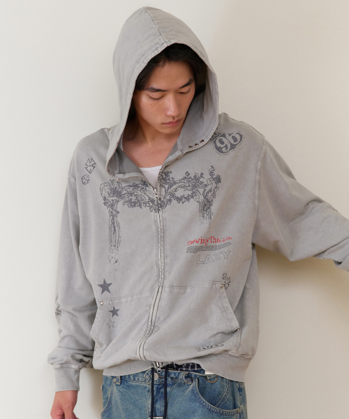 THEVINYLHOUSE（ザバイニルハウス）の「RODEO WASHED HOODIE ZIP-UP GREY（パーカー・メンズ・その他・SMALL/MEDIUM/LARGE）」の3枚目の写真