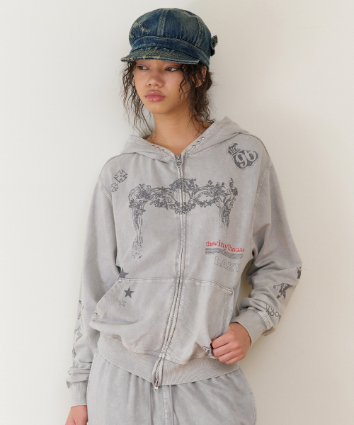 THEVINYLHOUSE（ザバイニルハウス）の「RODEO WASHED HOODIE ZIP-UP GREY（パーカー・メンズ・その他・SMALL/MEDIUM/LARGE）」の6枚目の写真