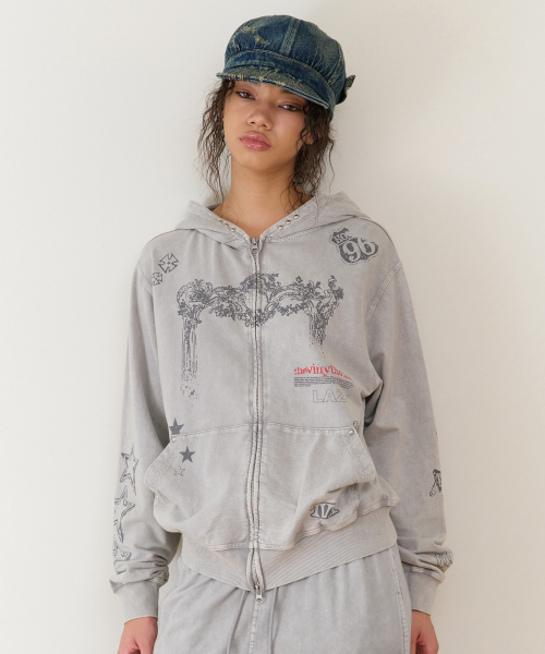 THEVINYLHOUSE（ザバイニルハウス）の「RODEO WASHED HOODIE ZIP-UP GREY（パーカー・メンズ・その他・SMALL/MEDIUM/LARGE）」の7枚目の写真