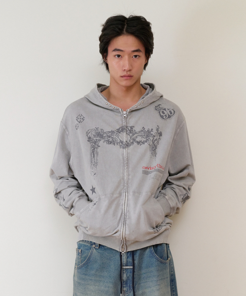 THEVINYLHOUSE（ザバイニルハウス）の「RODEO WASHED HOODIE ZIP-UP GREY（パーカー・メンズ・その他・SMALL/MEDIUM/LARGE）」の9枚目の写真