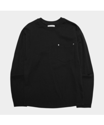 ポケットリベットディテールルーズフィットラウンドネックコットンロングスリーブコットン長袖Tシャツ_3COLOR