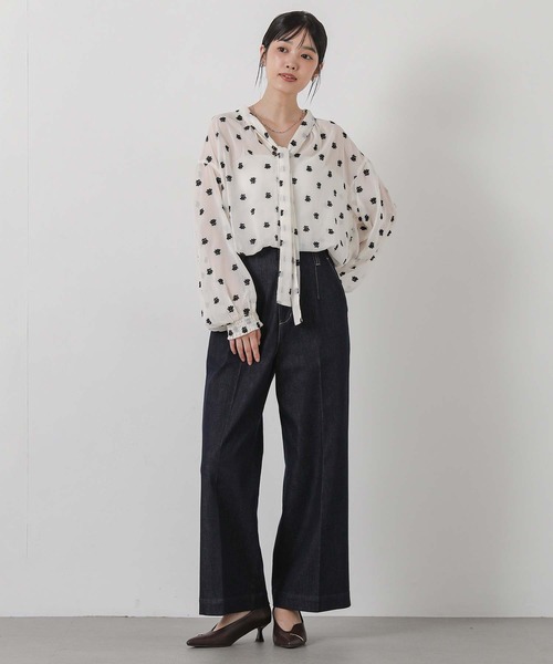 Gready Brilliant(グレディブリリアン)の「ハイウエストデニムセミワイド(デニムパンツ・レディース・インディゴブルー・36/38)」の2枚目の写真
