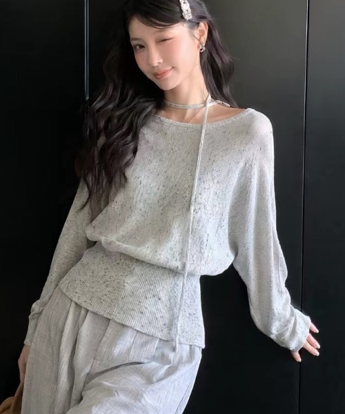 NoBelle(ノベル)の「ミックスカラーニットプルオーバー長袖トップス(ニット/セーター・レディース・ホワイト/ブラック・FREE)」の5枚目の写真