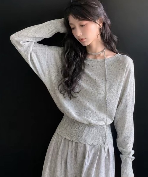 NoBelle(ノベル)の「ミックスカラーニットプルオーバー長袖トップス(ニット/セーター・レディース・ホワイト/ブラック・FREE)」の3枚目の写真