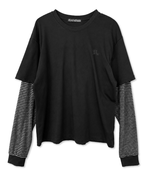 DAMISH(ダミシュ)の「クロスパフプリントレイヤードロングスリーブ_ブラック(Tシャツ/カットソー・レディース・ブラック・OS)」の6枚目の写真