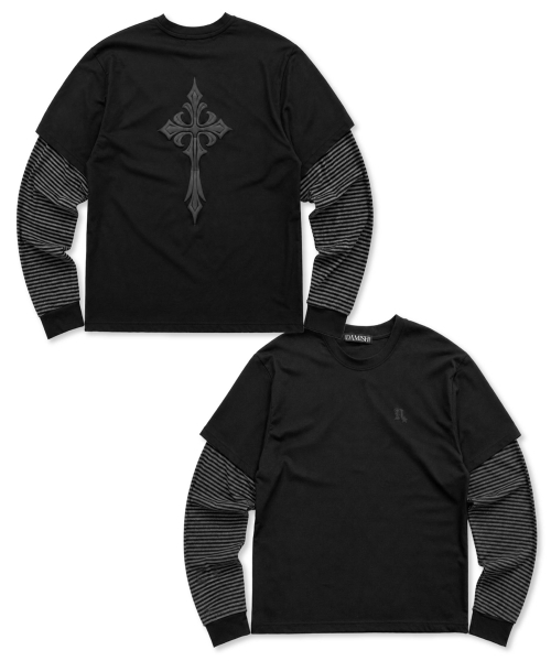 DAMISH(ダミシュ)の「クロスパフプリントレイヤードロングスリーブ_ブラック(Tシャツ/カットソー・レディース・ブラック・OS)」の9枚目の写真