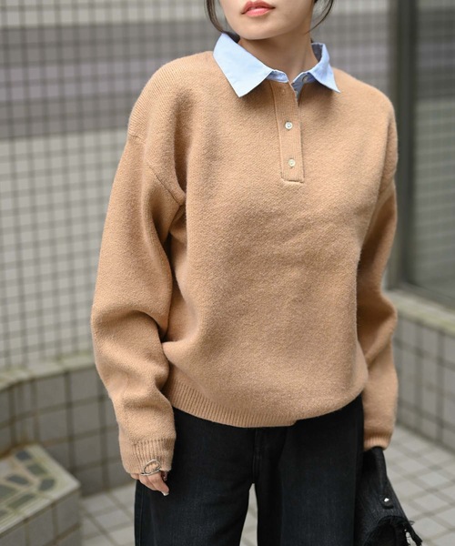 襟付きルーズニット