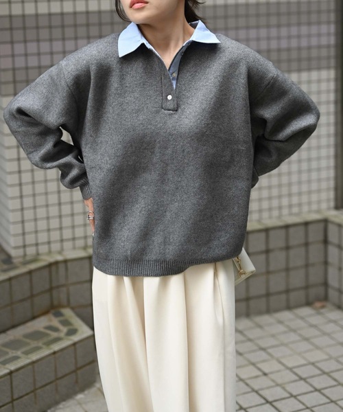 襟付きルーズニット