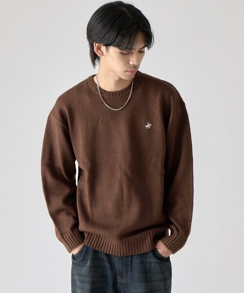 goocy(グーシー)の「【BHPC】ガゼットステッチクルーネックニット(ニット/セーター・メンズ・オレンジ/ブラック/ブラウン/アイボリー/ネイビー・MEDIUM/LARGE)」の3枚目の写真