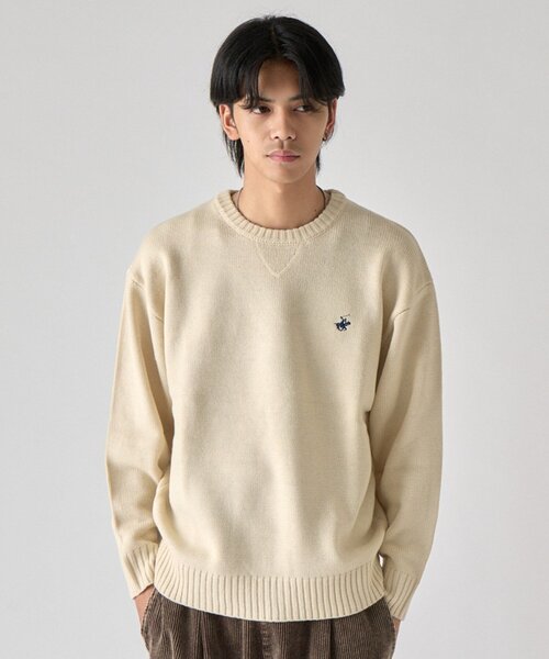 goocy(グーシー)の「【BHPC】ガゼットステッチクルーネックニット(ニット/セーター・メンズ・オレンジ/ブラック/ブラウン/アイボリー/ネイビー・MEDIUM/LARGE)」の2枚目の写真