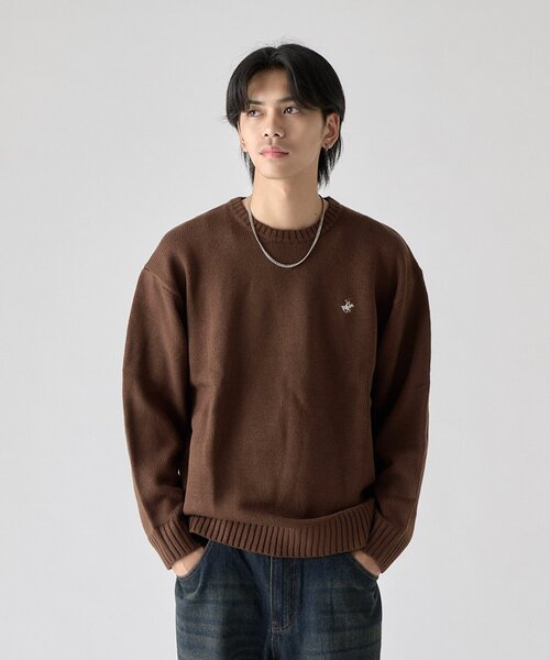 goocy(グーシー)の「【BHPC】ガゼットステッチクルーネックニット(ニット/セーター・メンズ・オレンジ/ブラック/ブラウン/アイボリー/ネイビー・MEDIUM/LARGE)」の6枚目の写真