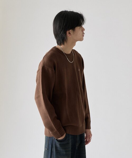 goocy(グーシー)の「【BHPC】ガゼットステッチクルーネックニット(ニット/セーター・メンズ・オレンジ/ブラック/ブラウン/アイボリー/ネイビー・MEDIUM/LARGE)」の10枚目の写真