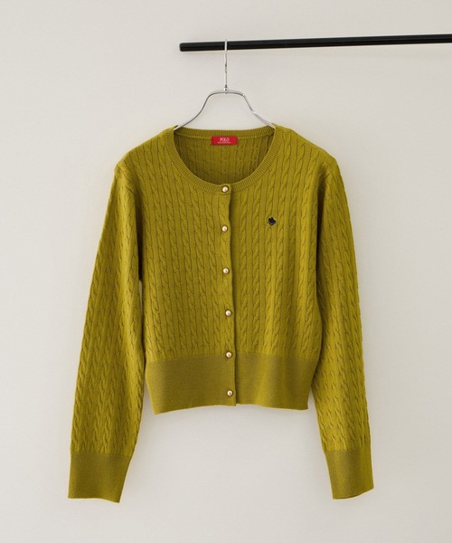 POLO BCS(ポロ ビーシーエス)の「【POLO BCS】VIS別注ミニケーブルノーカラーカーディガン(カーディガン/ボレロ・レディース・ベージュ/レッド/チャコールグレー/黄緑系・FREE)」の7枚目の写真