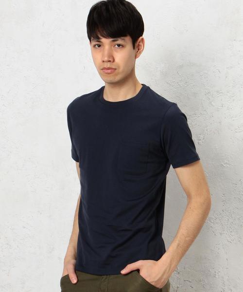 green label relaxing(グリーンレーベルリラクシング)の「KC ◎GIZA ポケット C/N S/S Tシャツ◆(Tシャツ/カットソー・メンズ・ホワイト/ブラック/グレー/オリーブ/ロイヤルブルー/ネイビー・MEDIUM/SMALL/LARGE/X-LARGE)」の5枚目の写真