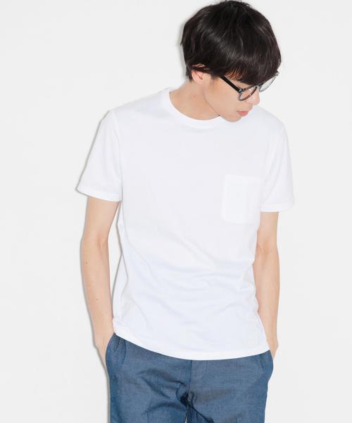 green label relaxing(グリーンレーベルリラクシング)の「KC ◎GIZA ポケット C/N S/S Tシャツ◆(Tシャツ/カットソー・メンズ・ホワイト/ブラック/グレー/オリーブ/ロイヤルブルー/ネイビー・MEDIUM/SMALL/LARGE/X-LARGE)」の2枚目の写真