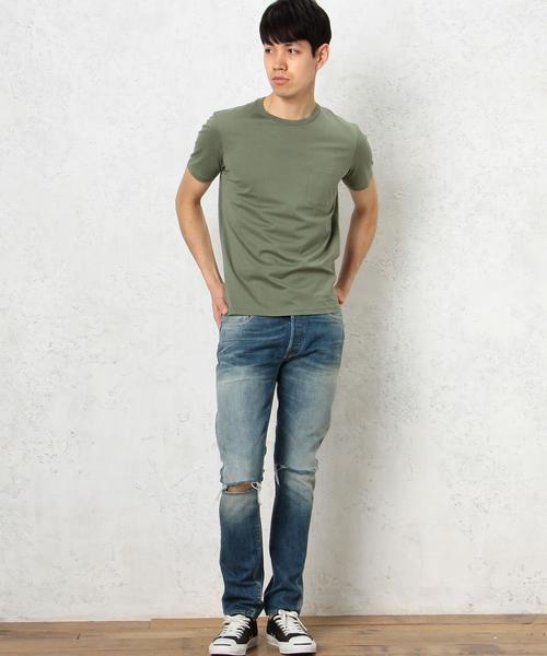 green label relaxing(グリーンレーベルリラクシング)の「KC ◎GIZA ポケット C/N S/S Tシャツ◆(Tシャツ/カットソー・メンズ・ホワイト/ブラック/グレー/オリーブ/ロイヤルブルー/ネイビー・MEDIUM/SMALL/LARGE/X-LARGE)」の10枚目の写真