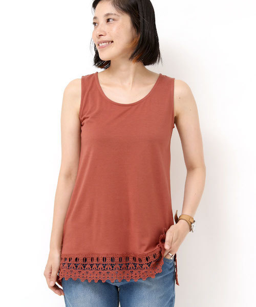 チチカカ（チチカカ）の「裾レースタンクトップ（タンクトップ・レディース・ダークブルー/ブラック/オフホワイト/その他1・FREE）」の4枚目の写真