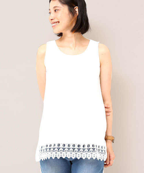 チチカカ（チチカカ）の「裾レースタンクトップ（タンクトップ・レディース・ダークブルー/ブラック/オフホワイト/その他1・FREE）」の2枚目の写真