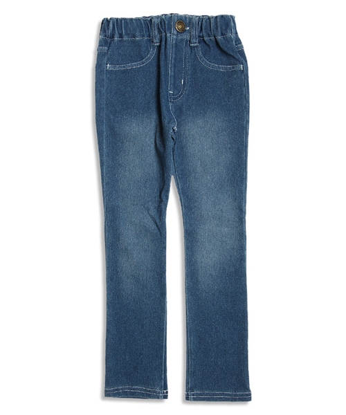 Ampersand（アンパサンド）の「デニムニットレギンス（デニムパンツ・キッズ・サーモンピンク/カーキ/オレンジ/ブルー/ブラック/ネイビー・95/140/100/120/80/90/110/130）」の4枚目の写真