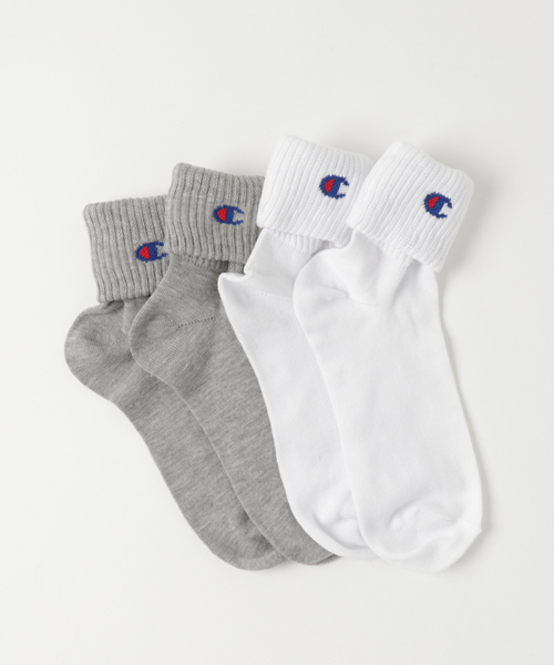 Champion（チャンピオン）の「WEGO/Champion 折り返し2Pソックス（ソックス/靴下・レディース・グレー/ブラック/レッド/ホワイト・SMALL）」の3枚目の写真