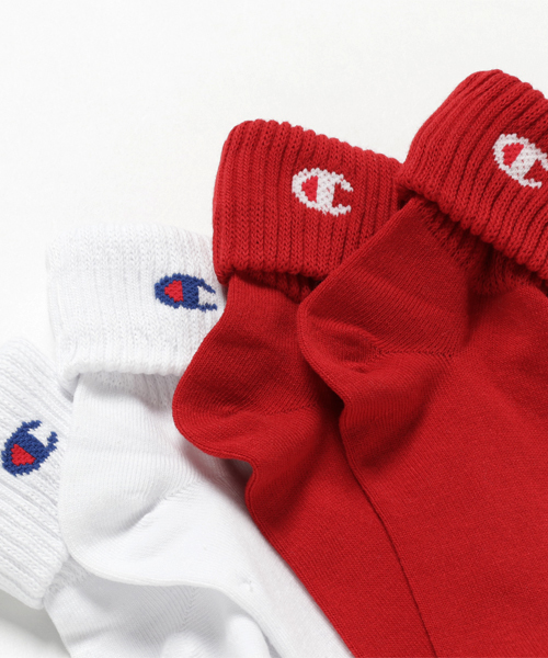 Champion（チャンピオン）の「WEGO/Champion 折り返し2Pソックス（ソックス/靴下・レディース・グレー/ブラック/レッド/ホワイト・SMALL）」の5枚目の写真