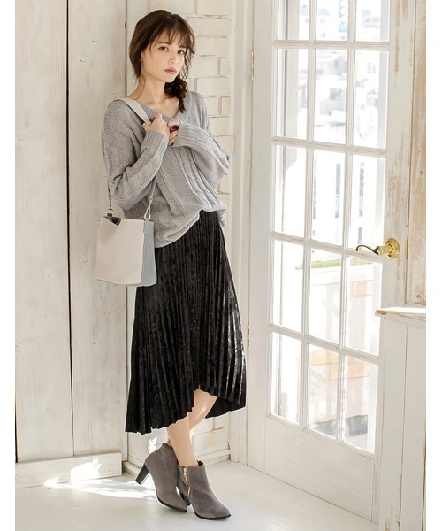 Re:EDIT（リエディ）の「[リエディ]エンビ丈ベロアプリーツスカート/ボトムス/スカート/ロング・マキシ丈（76cm～）（スカート・レディース・グレー/ブラック/ピンク/モカ/ネイビー/ワイン・MEDIUM/LARGE）」の13枚目の写真