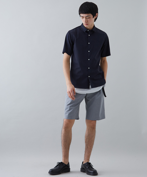 STUDIOUS（ステュディオス）の「STUDIOUS ハイツイストコンビショートスリーブシャツ（シャツ/ブラウス・メンズ・ホワイト/ネイビー・1/2/3）」の5枚目の写真