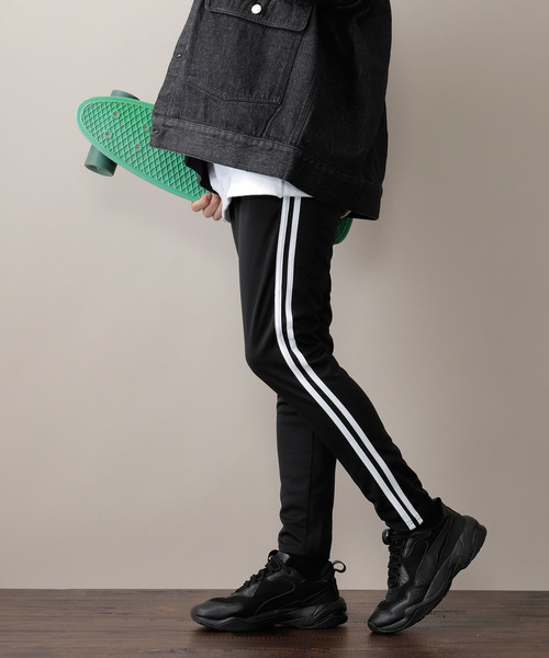 MONO-MART（モノマート）の「スリムスキニーラインパンツ/ジョガーラインパンツ/ワイドラインパンツ(アクティブストレッチ仕様)（その他パンツ・メンズ・ブラック×ホワイト/ネイビー/ホワイト/ブルー系その他/ブラック系その他/ブラック系その他2・L/M）」の3枚目の写真