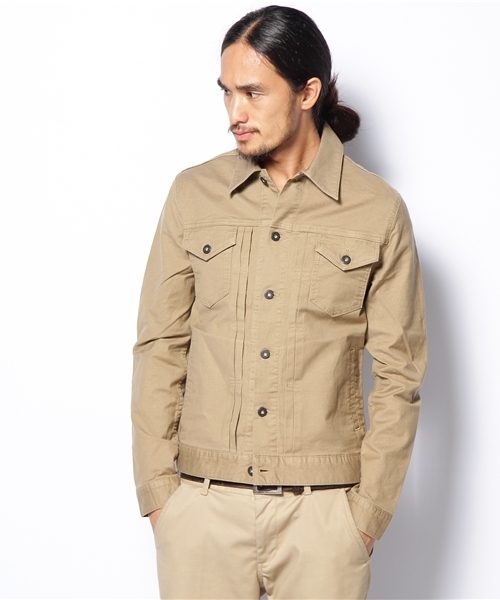 WHO'S WHO gallery（フーズフーギャラリー）の「ストレッチGジャン（デニムジャケット・メンズ・インディゴブルー/カーキ/ベージュ・MEDIUM/LARGE）」の2枚目の写真