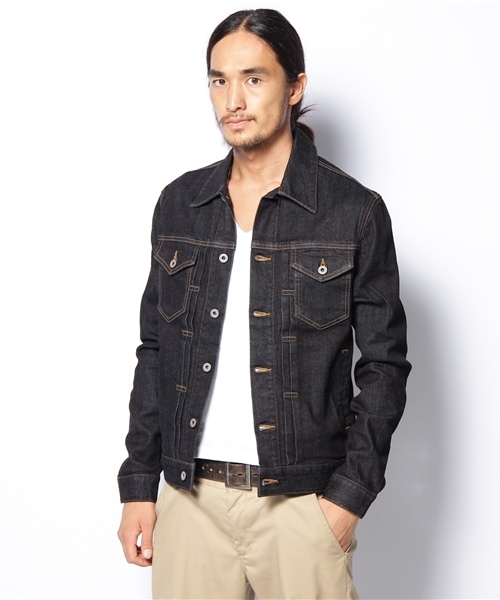 WHO'S WHO gallery（フーズフーギャラリー）の「ストレッチGジャン（デニムジャケット・メンズ・インディゴブルー/カーキ/ベージュ・MEDIUM/LARGE）」の10枚目の写真