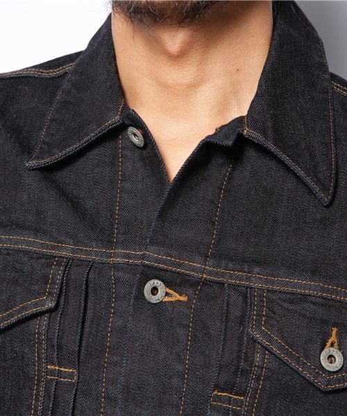 WHO'S WHO gallery（フーズフーギャラリー）の「ストレッチGジャン（デニムジャケット・メンズ・インディゴブルー/カーキ/ベージュ・MEDIUM/LARGE）」の6枚目の写真