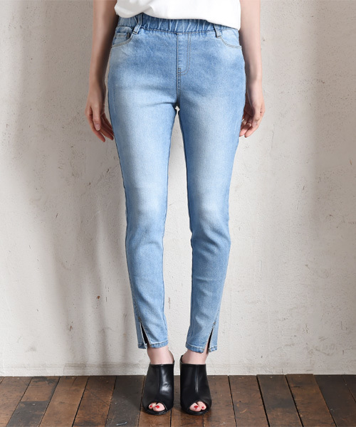 Luz Llena（ラズレナ）の「ブリーチ加工ストレッチデニムレギンス（デニムパンツ・レディース・ブルー・SMALL/LARGE/MEDIUM）」の9枚目の写真