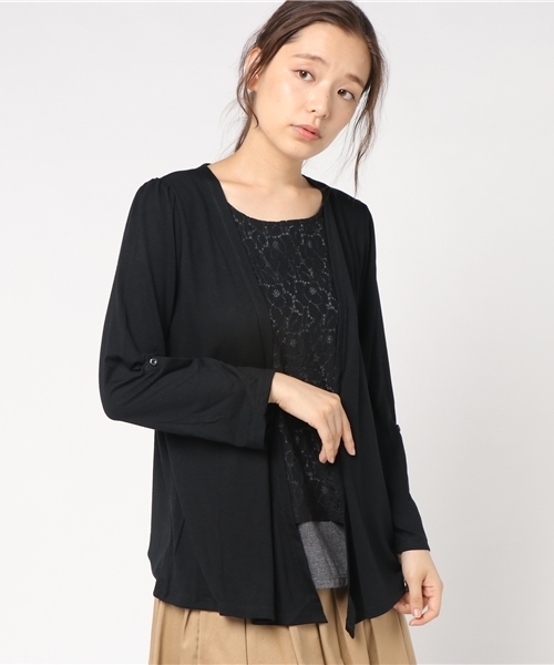 GeeRA(ジーラ)の「フェイクトッパーアンサンブル(Tシャツ/カットソー・レディース・ブルーグリーン/杢グレー/ブラック/ネイビー・X-LARGE/MEDIUM/LARGE)」の13枚目の写真