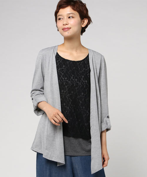 GeeRA(ジーラ)の「フェイクトッパーアンサンブル(Tシャツ/カットソー・レディース・ブルーグリーン/杢グレー/ブラック/ネイビー・X-LARGE/MEDIUM/LARGE)」の12枚目の写真