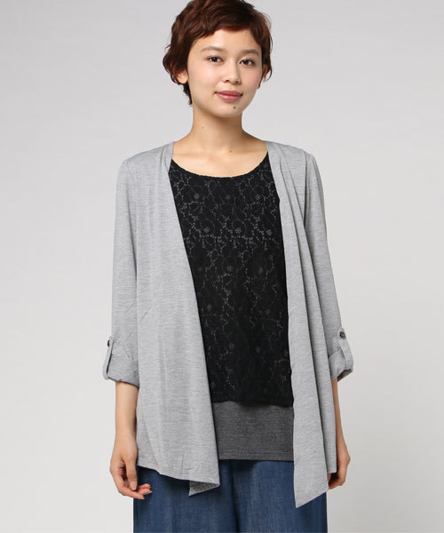 GeeRA(ジーラ)の「フェイクトッパーアンサンブル(Tシャツ/カットソー・レディース・ブルーグリーン/杢グレー/ブラック/ネイビー・X-LARGE/MEDIUM/LARGE)」の9枚目の写真