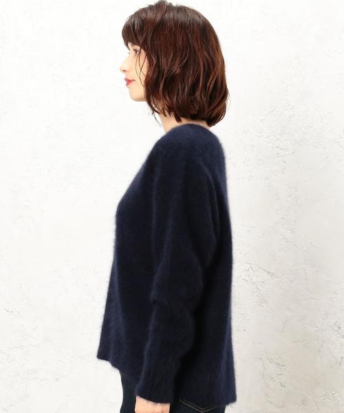 green label relaxing（グリーンレーベルリラクシング）の「KF ヘアリー ラグラン Vネック ニット ◆（ニット/セーター・レディース・ベージュ/ネイビー・FREE）」の5枚目の写真