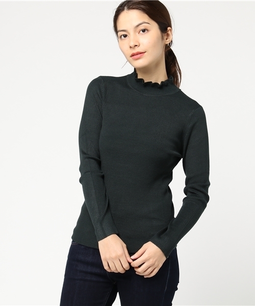 earth music&ecology（アースミュージックアンドエコロジー）の「・フリルリブニットプルオーバー（ニット/セーター・レディース・ブラック/キャメル/その他24/その他25/アイボリー/杢グレー/ボルドー/ダークグリーン・M/S）」の15枚目の写真