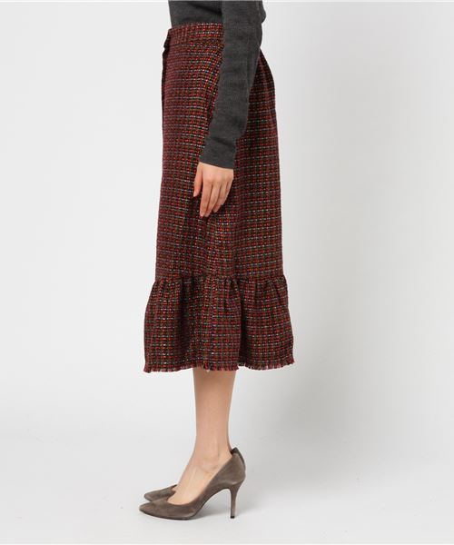 WEGO（ウィゴー）の「WEGO/ツイードアシメフリルミディスカート（スカート・レディース・ブラック系その他/ブラウン系その他・FREE）」の11枚目の写真