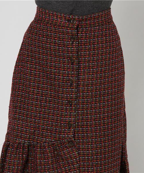 WEGO（ウィゴー）の「WEGO/ツイードアシメフリルミディスカート（スカート・レディース・ブラック系その他/ブラウン系その他・FREE）」の9枚目の写真