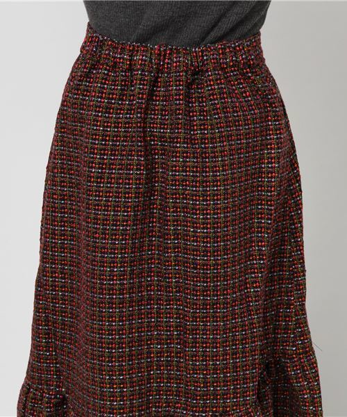 WEGO（ウィゴー）の「WEGO/ツイードアシメフリルミディスカート（スカート・レディース・ブラック系その他/ブラウン系その他・FREE）」の8枚目の写真