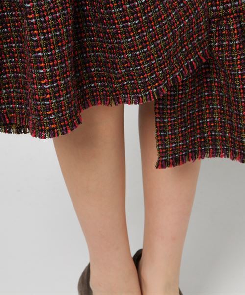 WEGO（ウィゴー）の「WEGO/ツイードアシメフリルミディスカート（スカート・レディース・ブラック系その他/ブラウン系その他・FREE）」の7枚目の写真