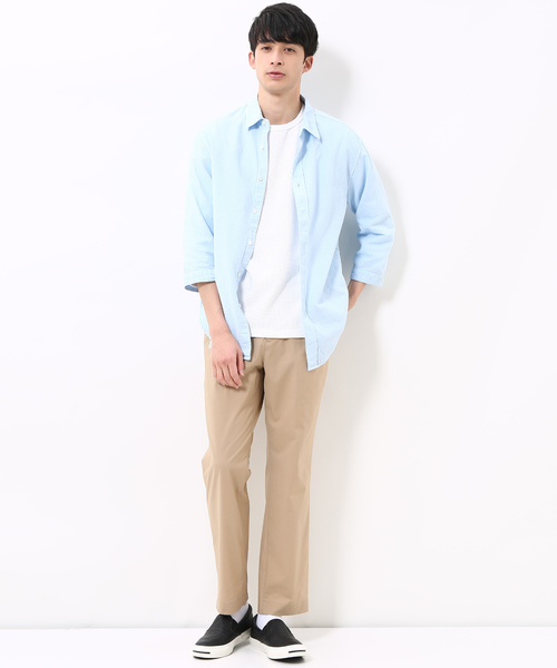 ADAM ET ROPE'（アダムエロペ）の「PANAMAシャツ(7分袖)（シャツ/ブラウス・メンズ・ホワイト/サックスブルー/ラベンダー/ネイビー・S/M/L）」の6枚目の写真