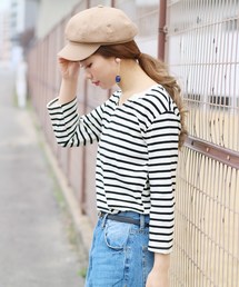 reca | コットン100%! ゆるシルエット柔らかボーダーカットソー【2018 S/S】(Tシャツ/カットソー)