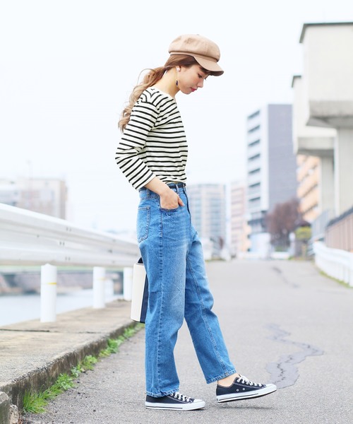 reca(レカ)の「◇新色入荷◇コットン100%! ゆるシルエット柔らかボーダーカットソー(Tシャツ/カットソー・レディース・ブラック/グレー/ネイビー/ライトピンク/ライトブルー・FREE)」の12枚目の写真