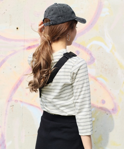 reca(レカ)の「◇新色入荷◇コットン100%! ゆるシルエット柔らかボーダーカットソー(Tシャツ/カットソー・レディース・ブラック/グレー/ネイビー/ライトピンク/ライトブルー・FREE)」の18枚目の写真