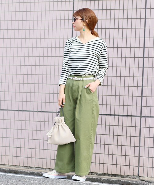 reca(レカ)の「◇新色入荷◇コットン100%! ゆるシルエット柔らかボーダーカットソー(Tシャツ/カットソー・レディース・ブラック/グレー/ネイビー/ライトピンク/ライトブルー・FREE)」の9枚目の写真